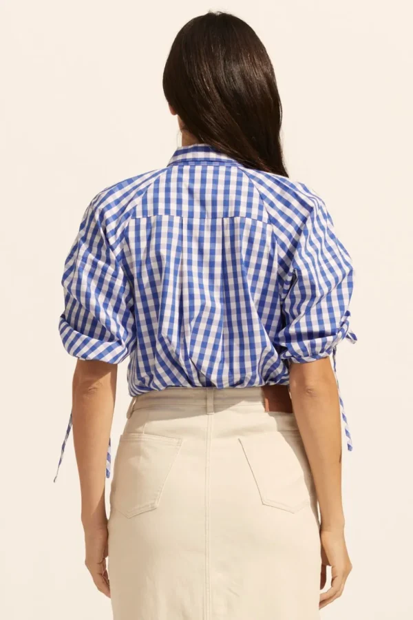 Fashion zoe kratzmann Bond Top-Azure Gingham Check