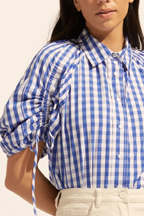Fashion zoe kratzmann Bond Top-Azure Gingham Check