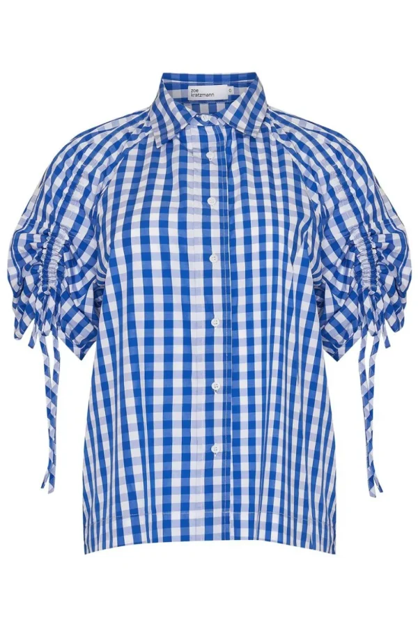 Fashion zoe kratzmann Bond Top-Azure Gingham Check