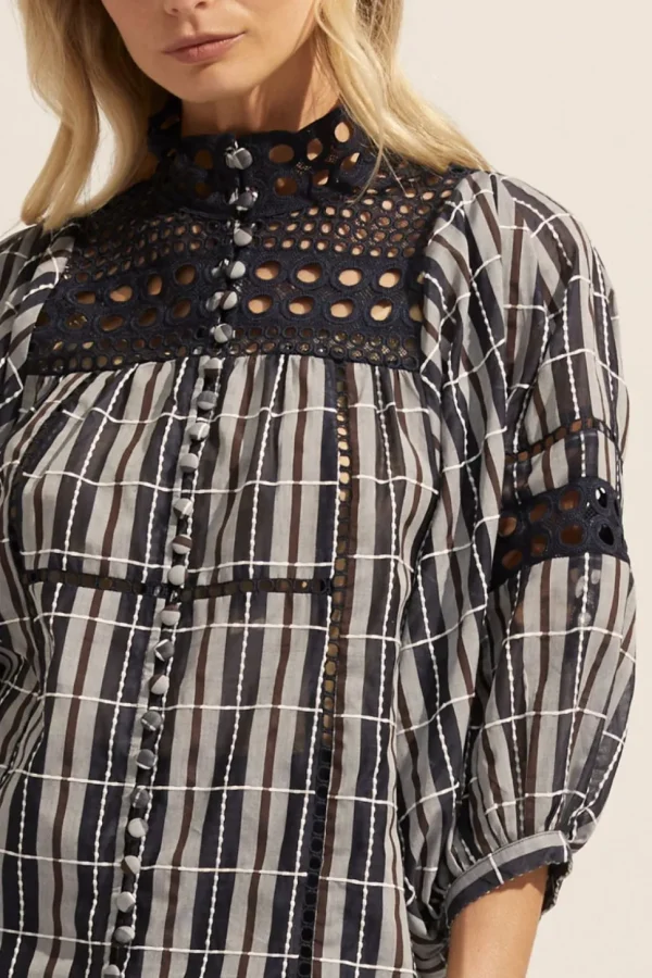 Fashion zoe kratzmann Dedicate Top-Indigo Check
